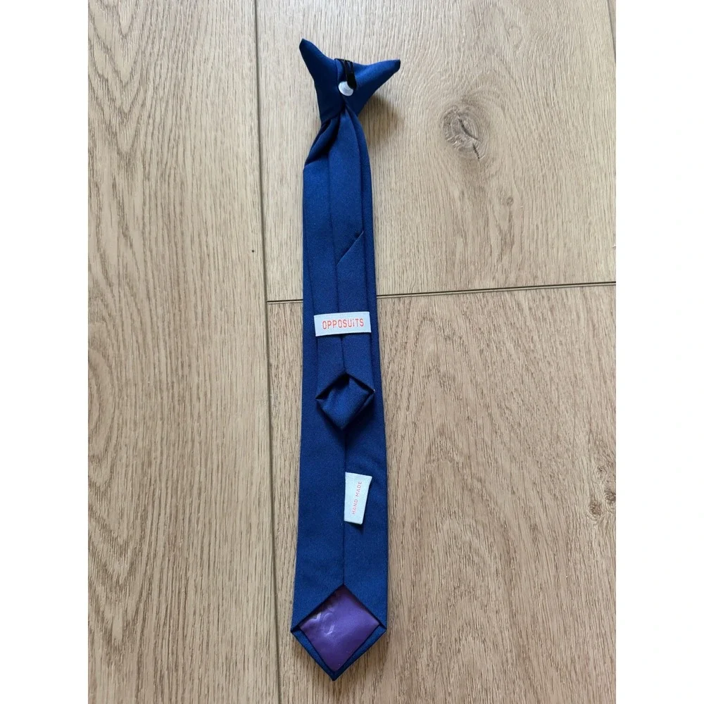 OppoSuits Royal Blue Clip-On Necktie Hand Made Solid Woven Slim Tie